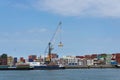 Unloading containers ship in rotterdam