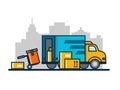 Unloading loading truck Royalty Free Stock Photo