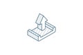 unloading shipment isometric icon. 3d line art technical drawing. Editable stroke vector