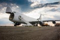 Unloading widebody cargo airplane Royalty Free Stock Photo