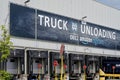 Unloading zone of a logistics center of a large online retailer