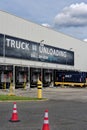 Unloading zone of a logistics center of a large online retailer