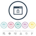 Unlock application flat color icons in round outlines