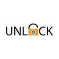 Unlock eye logo vector Royalty Free Stock Photo