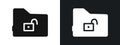 unlock folder icon linear graphics set vector in black Royalty Free Stock Photo