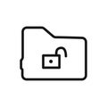 unlock folder icon linear vector graphics sign Royalty Free Stock Photo