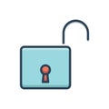 Color illustration icon for Unlock, password and lock