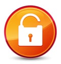 Unlock icon special glassy orange round button