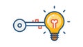 Unlock Idea Key Icon, Problem Solving and Creative Access, vector design Generative AI Royalty Free Stock Photo