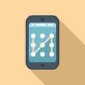 Unlock image code on phone icon flat vector. Account privacy