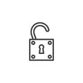 Unlock padlock outline icon