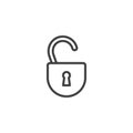 Unlock padlock outline icon