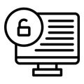 Unlock pc icon outline vector. Code sms