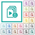 Unlock playlist flat color icons with quadrant frames