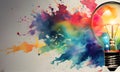 Light Bulb with Abstract colours concept of innovation, creative ideas. Royalty Free Stock Photo