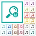 Unlock search flat color icons with quadrant frames