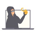 Unlock secured scam icon cartoon vector. Computer data