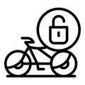 Unlock sharing bike icon outline vector. Public app Royalty Free Stock Photo