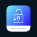 Unlock, Study, School Mobile App Button. Android and IOS Line Version Royalty Free Stock Photo