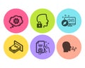 Unlock system, Web system and Atm money icons set. Cogwheel, Certificate and Breathing exercise signs. Vector