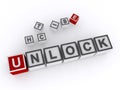 unlock word block on white Royalty Free Stock Photo
