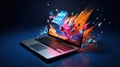 Rocket-Equipped Laptop. Generative AI