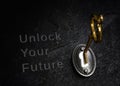 Unlock Your Future vintage lock and gold key