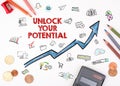 Unlock Your Potential concept. The sheet of paper with diagram Royalty Free Stock Photo