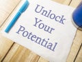 Unlock Your Potential, Motivational Inspirational Quotes Royalty Free Stock Photo