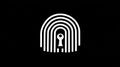 Unlock Your Secrets Fingerprint Key Icon Represents Security, Access, and Privacy on Black Background Royalty Free Stock Photo