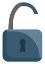 Unlocked blue hang lock vector illustration