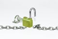 Unlocked chain with padlock Royalty Free Stock Photo