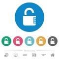 Unlocked combination lock with side numbers flat round icons