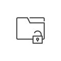 Unlocked file folder line icon