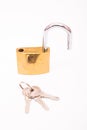 Unlocked Golden Padlock And Key Royalty Free Stock Photo