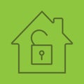 Unlocked house linear icon Royalty Free Stock Photo