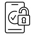 Unlocked mobile icon outline vector. Phone lock