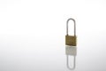 Unlocked padlock as security or privacy concept, isolated on white background with reflex Royalty Free Stock Photo