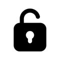 Unlocked padlock black glyph ui icon