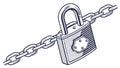 Unlocked Padlock with Broken Chain, Freedom and Release, vector design Generative AI Royalty Free Stock Photo