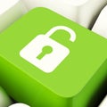 Unlocked Padlock Computer Key In Green Royalty Free Stock Photo