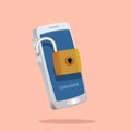 Unlocked padlock in fornt of smartphone vector illustration