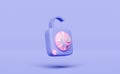 Unlocked padlock icon with password insecure isolated on purple background. security data protection, minimal concept, 3d