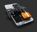 Unlocked phone isolated on a black background Royalty Free Stock Photo