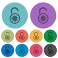 Unlocked round combination lock color darker flat icons