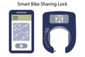 Unlocked smart bike lock against thieves and for rental and sharing services of bicycles or scooters. The lock on the wheel opens