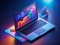 Unlocking Business Insights in LowLight Conditions Strategic Data Analysis with Isometric Laptop Visualization