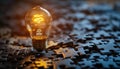 Unlocking Creativity: Combining Lightbulb And Jigsaw Puzzle To Symbolize Inspiration And Creative Thinking In Business Royalty Free Stock Photo