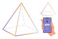 Unlocking Digital Connection Using Smartphone and Geometric Pyramid Visual Metaphor Royalty Free Stock Photo