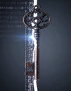 Unlocking Digital Secrets with an Antique Key Royalty Free Stock Photo